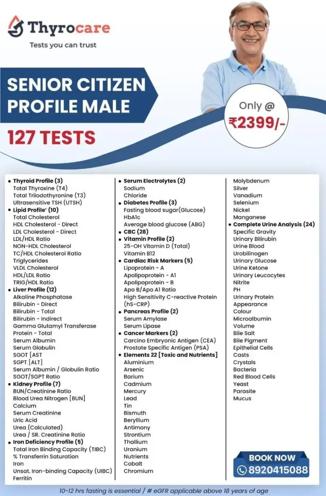SENIOR CITIZEN PROFILE MALE (127 Tests) @ 2399