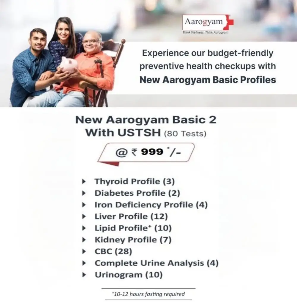 AAROGYAM BASIC‎ WITH USTSH (80 Tests) @ 999